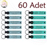 MiaWiki Kişisel Yazılı Deri Anahtarlık 60'lı Set, Standart, MH-KAN9073X60, Gök Mavi & Turkuaz, üniseks-yetişkin