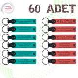 MiaWiki Kişisel Yazılı Deri Anahtarlık 60'lı Set, Standart, MH-KAN9078X60, Koyu Turkuaz & Nar Çiçeği, üniseks-yetişkin