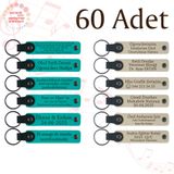 MiaWiki Kişisel Yazılı Deri Anahtarlık 60'lı Set, Standart, MH-KAN9082X60, Koyu Turkuaz & Sütlü Kahve, üniseks-yetişkin