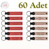 MiaWiki Kişisel Yazılı Deri Anahtarlık 60'lı Set, Standart, MH-KAN9120X60, Nar Çiçeği & Pudra, üniseks-yetişkin