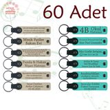 MiaWiki Kişisel Yazılı Deri Anahtarlık 60'lı Set, Standart, MH-KAN9137X60, Sütlü Kahve & Turkuaz, üniseks-yetişkin