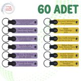 MiaWiki Kişisel Yazılı Deri Anahtarlık 60'lı Set, Tek Ebat, MH-KAN9115X60, Mor Menekşe & Sarı, üniseks-yetişkin