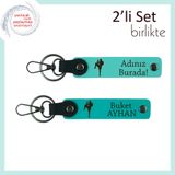 MiaWiki Kişisel Yazılı Deri Anahtarlık Kickboks Temalı, Standart, MH-KAN-39259x2, turkuaz-koyu turkuaz, üniseks-yetişkin