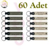 MiaWiki Kişisel Yazılı Deri Anahtarlık Mor Menekşe, 60'lı Set, MH-KAN9091X60, Kül Gri & Sütlü Kahve, üniseks-yetişkin