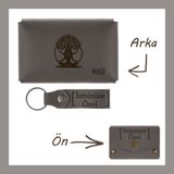 MiaWiki Kişiselleştirilebilir Cüzdan ve Anahtarlık Seti Kül Gri Hayat Ağacı İşlemeli, Medium, MH-KCA5731, üniseks-yetişkin