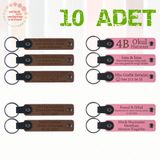 MiaWiki Kişiselleştirilebilir Deri Anahtarlık 10'lu Set, Standart, MH-KAN9019X10, Açık Kahve & Pembe, üniseks-yetişkin