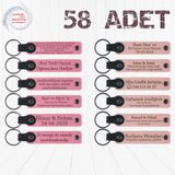 MiaWiki Kişiselleştirilebilir Deri Anahtarlık 58'li Set, Standart, MH-KAN9129X58, Pembe & Yavru Ağzı, üniseks-yetişkin