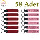 MiaWiki Kişiselleştirilebilir Deri Anahtarlık Set, 58'li Set, MH-KAN9096X58, Kırmızı & Pembe, üniseks-yetişkin