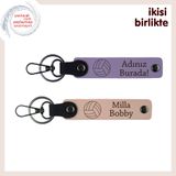 MiaWiki Kişiselleştirilebilir İsimli Deri Anahtarlık, Standart, MH-KAN-36266x2, mor menekşe-yavru ağzı, üniseks-yetişkin