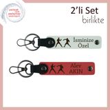 MiaWiki Kişiye Özel Anahtarlık Seti Boks Eldiven, Standart, MH-KAN-39983x2, beyaz-nar çiçeği, üniseks-yetişkin