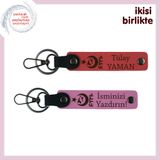 MiaWiki Kişiye Özel Deri Anahtarlık 2'li Set, Standart, MH-KAN-33384x2, nar çiçeği-pembe, üniseks-yetişkin