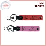 MiaWiki Kişiye Özel Deri Anahtarlık 2'li Set, Standart, MH-KAN-33708x2, nar çiçeği-pembe, üniseks-yetişkin