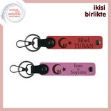 MiaWiki Kişiye Özel Deri Anahtarlık 2'li Set, Standart, MH-KAN-34781x2, nar çiçeği-pembe, üniseks-yetişkin