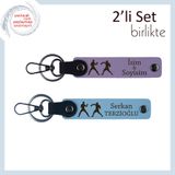 MiaWiki Kişiye Özel Deri Anahtarlık Hediyesi, Standart, MH-KAN-40222x2, mor menekşe-gök mavi, üniseks-yetişkin
