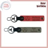 MiaWiki Kişiye Özel Deri Anahtarlık Seti, Standart, MH-KAN-32307x2, nar çiçeği-kül gri, üniseks-yetişkin