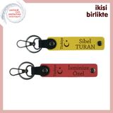 MiaWiki Kişiye Özel Deri Anahtarlık Takım Ayyıldız, 11.5 cm x 2.3 cm, MH-KAN-33761x2, sarı-nar çiçeği, üniseks-yetişkin