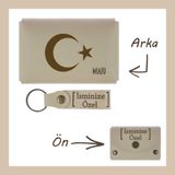 MiaWiki Kişiye Özel Deri Cüzdan & Anahtarlık Set Ayyıldız Motifli Sütlü Kahve, Medium, MH-KCA5741, üniseks-yetişkin