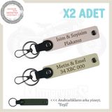 MiaWiki Kişiye Özel İsim ve Plaka İşlemeli Deri Anahtarlık, Standart, MH-KAN-MT-12093x2, Pudra-Sütlü Kahve-yeşil, üniseks-yetişkin