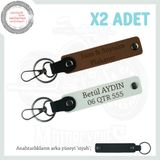 MiaWiki Kişiye Özel İsim ve Plaka Yazılı Deri Anahtarlık, Standart, MH-KAN-MT-11412x2, Açık Kahve-Beyaz-siyah, üniseks-yetişkin