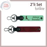 MiaWiki Kişiye Özel İsim Yazılabilir Anahtarlık Seti, Standart, MH-KAN-39309x2, açık yeşil-bordo, üniseks-yetişkin