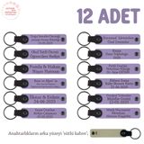 MiaWiki Kişiye Özel İsim Yazılı Anahtarlık 12'li Set, Standart, MH-KAN8574X12, Mor Menekşe & Sütlü Kahve, üniseks-yetişkin