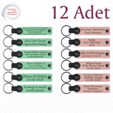 MiaWiki Kişiye Özel İsim Yazılı Anahtarlık 12'li Set, Standart, MH-KAN9038X12, Açık Yeşil & Yavru Ağzı, üniseks-yetişkin