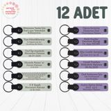 MiaWiki Kişiye Özel İsim Yazılı Anahtarlık 12'li Set, Standart, MH-KAN9044X12, Beyaz & Mor Menekşe, üniseks-yetişkin