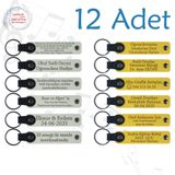MiaWiki Kişiye Özel İsim Yazılı Anahtarlık 12'li Set, Standart, MH-KAN9048X12, Beyaz & Sarı, üniseks-yetişkin