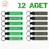 MiaWiki Kişiye Özel İsim Yazılı Anahtarlık 12'li Set, Standart, MH-KAN9054X12, Fıstık Yeşili & Kül Gri, üniseks-yetişkin