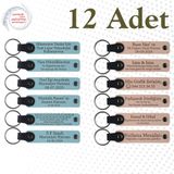 MiaWiki Kişiye Özel İsim Yazılı Anahtarlık 12'li Set, Standart, MH-KAN9070X12, Gök Mavi & Pudra, üniseks-yetişkin