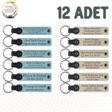 MiaWiki Kişiye Özel İsim Yazılı Anahtarlık 12'li Set, Standart, MH-KAN9072X12, Gök Mavi & Sütlü Kahve, üniseks-yetişkin