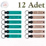MiaWiki Kişiye Özel İsim Yazılı Anahtarlık 12'li Set, Standart, MH-KAN9080X12, Koyu Turkuaz & Pudra, üniseks-yetişkin