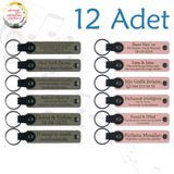 MiaWiki Kişiye Özel İsim Yazılı Anahtarlık 12'li Set, Standart, MH-KAN9093X12, Kül Gri & Yavru Ağzı, üniseks-yetişkin