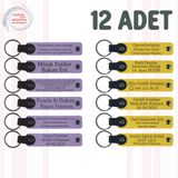 MiaWiki Kişiye Özel İsim Yazılı Anahtarlık 12'li Set, Standart, MH-KAN9115X12, Mor Menekşe & Sarı, üniseks-yetişkin