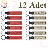 MiaWiki Kişiye Özel İsim Yazılı Anahtarlık 12'li Set, Standart, MH-KAN9122X12, Nar Çiçeği & Sütlü Kahve, üniseks-yetişkin