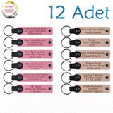 MiaWiki Kişiye Özel İsim Yazılı Anahtarlık 12'li Set, Standart, MH-KAN9125X12, Pembe & Pudra, üniseks-yetişkin