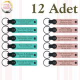 MiaWiki Kişiye Özel İsim Yazılı Anahtarlık 12'li Set, Standart, MH-KAN9139X12, Turkuaz & Yavru Ağzı, üniseks-yetişkin
