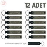 MiaWiki Kişiye Özel İsim Yazılı Anahtarlık 12'li Set, Tek Ebat, MH-KAN8530X12, Kül Gri & Siyah, üniseks-yetişkin