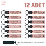 MiaWiki Kişiye Özel İsim Yazılı Anahtarlık 12'li Set, Tek Ebat, MH-KAN8584X12, Pudra & Lacivert, üniseks-yetişkin
