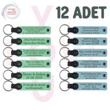 MiaWiki Kişiye Özel İsim Yazılı Anahtarlık 12'li Set, Tek Ebat, MH-KAN9027X12, Açık Yeşil & Gök Mavi, üniseks-yetişkin