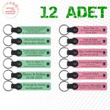 MiaWiki Kişiye Özel İsim Yazılı Anahtarlık 12'li Set, Tek Ebat, MH-KAN9033X12, Açık Yeşil & Pembe, üniseks-yetişkin