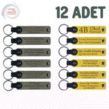 MiaWiki Kişiye Özel İsim Yazılı Anahtarlık 12'li Set, Tek Ebat, MH-KAN9090X12, Kül Gri & Sarı, üniseks-yetişkin