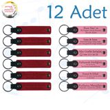 MiaWiki Kişiye Özel İsim Yazılı Anahtarlık 12'li Set, Tek Ebat, MH-KAN9096X12, Kırmızı & Pembe, üniseks-yetişkin