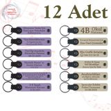 MiaWiki Kişiye Özel İsim Yazılı Anahtarlık 12'li Set, Tek Ebat, MH-KAN9116X12, Mor Menekşe & Sütlü Kahve, üniseks-yetişkin