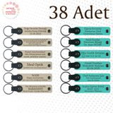 MiaWiki Kişiye Özel İsimli Deri Anahtarlık 38'li Set, Standart, MH-KAN9137X38, Sütlü Kahve & Turkuaz, üniseks-yetişkin