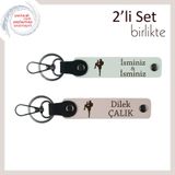 MiaWiki Kişiye Özel İsimli Deri Anahtarlık Seti, Standart, MH-KAN-38912x2, beyaz-pudra, erkek