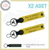 MiaWiki Kişiye Özel İsimli Plakalı İkili Anahtarlık, Standart, MH-KAN-MT-12154x2, Sarı-yeşil, üniseks-yetişkin
