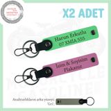 MiaWiki Kişiye Özel Motorcu Anahtarlığı İsim Plaka, Standart, MH-KAN-MT-12025x2, Pembe-Fıstık Yeşil-gri, üniseks-yetişkin