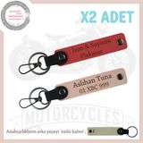 MiaWiki Kişiye Özel Motorcu Anahtarlığı x2li Set, Standart, MH-KAN-MT-12012x2, Nar Çiçeği-Yavruağzı-sütlü kahve, üniseks-yetişkin