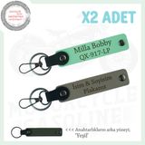 MiaWiki Kişiye Özel Plaka ve İsim Yazılı Deri Anahtarlık, Standart, MH-KAN-MT-11729x2, Kül Gri-Yeşil-yeşil, üniseks-yetişkin
